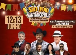 ATRAÇÕES CONFIRMADAS: SÃO JOÃO DE SANTANÓPOLIS 2026